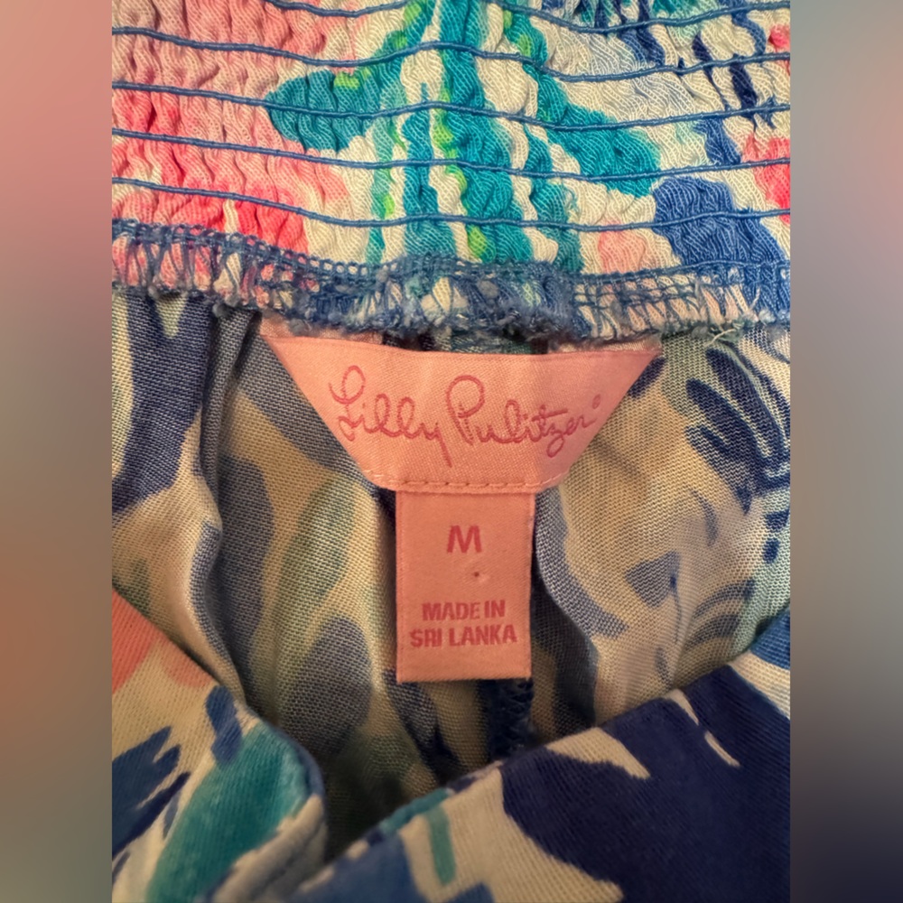 Lilly Pulitzer Dahlia Shorts Blue Jet Stream Scallop Hem Elastic Waist M - Picture 4 of 10